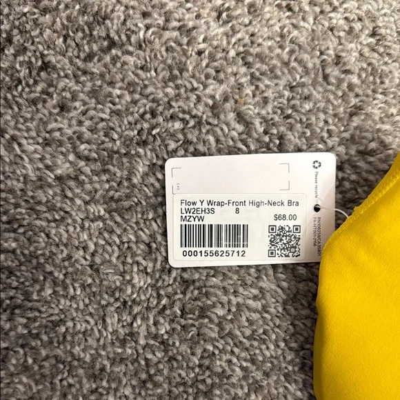 NWT lululemon Flow Y Wrap- Front High-Neck Bra. Size 8 B/C Cup. Maize Yellow - Picture 3 of 4